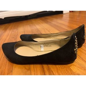 Black Velvet Studded Flats